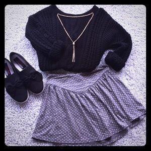 Gray polka dot skirt